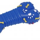 Blue Vinyl Squeaky Bone Pet Dog Cat Squeak Toy with Bones and Paws Printed