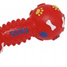Vinyl Dumbbell Pattern Pet Dog Cat Squeak Squeaky Toy Red