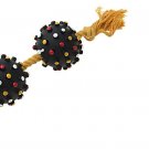 Squeaky Black Ball Rope Tug for Toy Dogs and Puppies