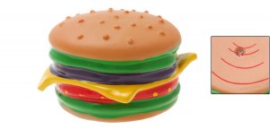 Dog & Cat Round Hamburger Pattern Squeaky Pet Chew Toy