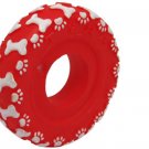 Red Vinyl Plastic Ring Pet Cat & Dog Squeaky Chew Toy