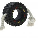 Squeaky Tyre Shaped Rope Tug Toy for Dogs and Puppies