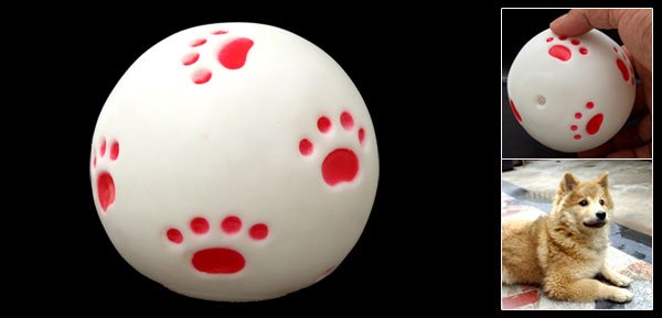 White Vinyl Squeaker Ball Toy for Pet Cat & Dog