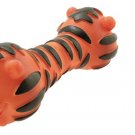 Cartoon Tiger Head Squeaky Dumbbell Dog Pet Chew Toy Orange and Black