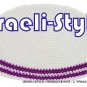 11078   SET OF 5 CLOTH "FREAK KIPA" 2 PURPLE LINES DESIGN YARMULKE