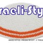 11077   SET OF 5 CLOTH "FREAK KIPA" 2 ORANGE LINES DESIGN YARMULKE