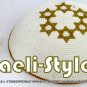 free shipping!! LOT OF 5 PCS, 15237 - C KNITTED KIPPAH WHITE 6 GOLD M.