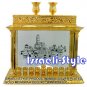 05688 -SILVER PLATED GOLD MENORAH DELUXE "HAMIKDASH"