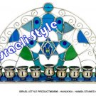 83696 - MENORAH / HANUKKIA - HAMSA STAINED GLASS 27*14