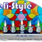 83893 - STAINED GLASS MENORAH / HANUKIAH - HAMSA