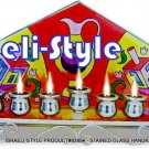 83894 - STAINED GLASS MENORAH / HANUKIAH - VASE AND DREIDELSA
