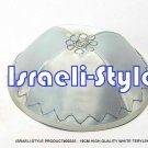 00335- LOT OF 10, HIGH QUALITY WHITE TERYLENE KIPA / KIPPAH / YARMULKE / YAMAKA / KIPPA