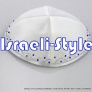 00403- LOT OF 10, 19CM WHITE KIPPAH WITH PURPLE KIPPAH / YARMULKE / YAMAKA / KIPPA