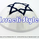 11170- WholeSale LOT,SATIN KIPPAH BLUE "MAGEN DAVID"- 20 CM KIPA  / YARMULKE / YAMAKA / KIPPA