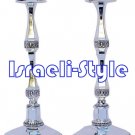 40017 - BRASS SILVER PLATED CANDLE STICKS /CANDLE HOLDER- PAIR 35CM .