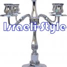 40019 - BRASS SILVER PLATED CANDLE STICKS CANDLE HOLDER- 5 BRANCH 35CM .