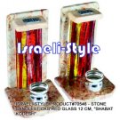 70546 - STONE CANDLESTICKS RED GLASS 12 CM, "SHABAT KODESH"