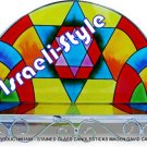 83898 - STAINED GLASS CANDLESTICKS MAGEN DAVID CANDLE LIGHTING HEB