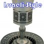 40851 - PEWTER OCTAGON KIDDUSH CUP +PLATE/ judaica gift from israel