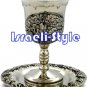 41518 - NICKEL KIDDUSH CUP 12. 5 CM: WAVE/ judaica gift from israel