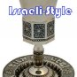 41578 - NICKEL OCTAGON KIDUSH CUP, BLUE LINE/ judaica gift from israel