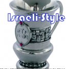 85013 - BRASS "YALDA TOVA" CUP, PINK ENAMEL- 9 CM/ judaica gift from israel