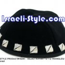 16204 - LOT OF 5PCS, VELVET KIPPAH - S + G TRIANGLES/ KIPA / YARMULKE /KIPPA