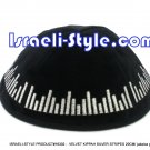 16302 - SET OF 5 PCS, VELVET KIPPAH SILVER STRIPES 20CM/ KIPA / YARMULKE /KIPPA