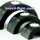 CN401(SET3)G314(Set of Three Halfl Circle wood Candle Holder with painting design G314)