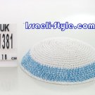 free shipping!!LOT OF 5PCS 11381 -19.5CM KNITTED KIPPAH KIPA LIGHT BLUE YARMULKE/KIPPAH