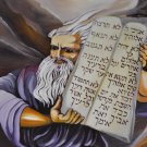 Judaica bible lithograph by iris vexler tamir: moses brings the Ten Commandments at mount sinai