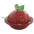 ROSH HASHANA GIFT-87207- CERAMIC HONEY DISH "APPLE", WITH PLATE 15*10 CM. SHANNA TOVA GIFT