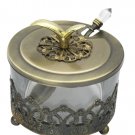 ROSH HASHANA GIFT-87356 - BRONZE FILIGREEN HONEY DISH, "SHANA TOVA" 10CM. SHANNA TOVA GIFT