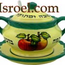 84942 - CERAMIC GREEN HONEY DISH 9CM SPECIAL FOR ROSH HASHANA F/ISRAEL