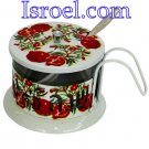 87355 - STAINLESS STEEL COLORFUL HONEY DISH, LAZER CUT- "SHANA TOVA" ROSH HASHANA GIFT