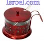 87364 - STAINLESS STEEL RED HONEY DISH, LAZER CUT- APPLE- "SHANA TOVA" ROSH HASHANA GIFT
