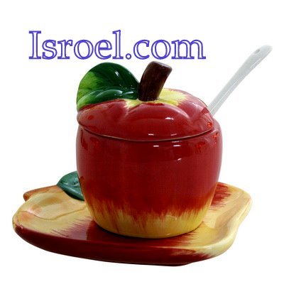 87208 - ROCH HACHANA CADEAU CERAMIQUE PLAT PLAQUE DU MIEL «APPLE» 9 * 8cm