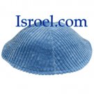 16720 - CORDUROY KIPPAH 17 CM, LIGHT BLUE YARMULKE/KIPPAH / KIPA  / YARMULKE / YAMAKA / KIPPA