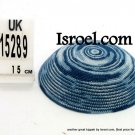 15289 KIPPAH 15CM BLACK BLUE , kippah store, kipa, cheap kippahs,bat mitzvah