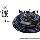 15293 - C DMC KIPPAH 15CM BLUE BROWN , kippah store, kipa, cheap kippahs,baR mitzvah KIPPAH