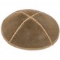 UK14894 SUEDE BROWN KIPPAH 16CM. WHOLESALE LOT MINIMUM 10, HIGH QUALITY / KIPPAH / YARMULKE / KIPPA