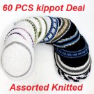 LOT ASSORTED KIPPOT KNITTED  PRICE OF THE WHOLE SET(60PCS) IS ONLY $132