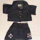 Filled with Love Jeans Embroidered Skirt Suit with Metal Buttons for 18" Doll