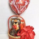 Love Heart Gift Basket Plush Leopard Love You Balloon with Jovan Musk