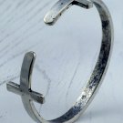 Sideways Double Cross Bracelet Antique Silver Avant Garde Designer Armor