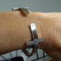 Sideways Double Cross Bracelet Antique Silver Avant Garde Designer Armor