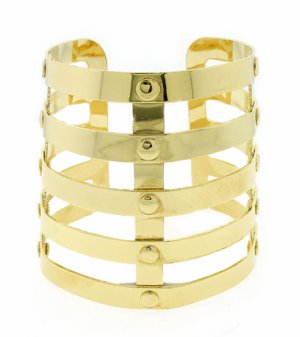 Tribal Armor Cuff Bracelet Statement Wrap Bangle Gold Avant Garde Designer Style Jewelry