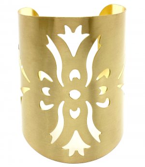 Abstract Openwork Cuff Bracelet Cut Out Design Statement Avant Garde Jewelry Bangle Gold Armor
