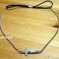 Cross Forehead Headband Boho Indie Bohemian Gypsy Head Chain Jewelry Silver Accessory Black Elastic