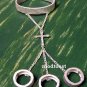 Cross Hand Chain Slave Bracelet Rings Hammered Style Cuff Bangle Boho Chains Matte Silver Crystals
